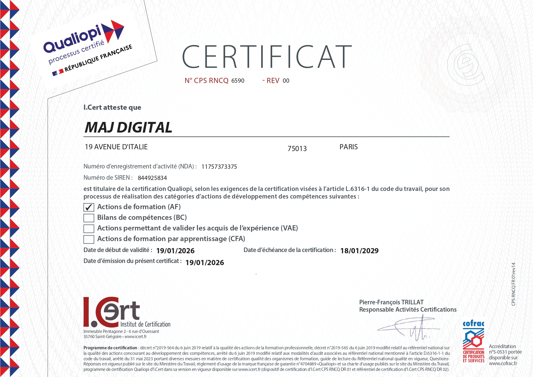 Certificat Qualiopi